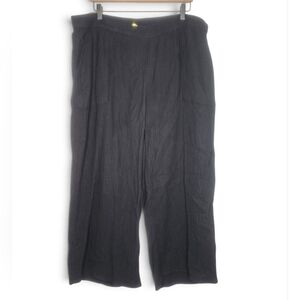 Nordstrom Caslon Wide Leg Crinkle Cropped Pants in Black Size 2X
